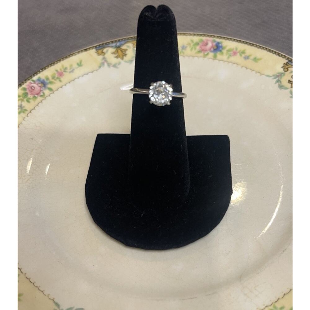 Vintage Estate Uncas Mfg Co 80s Solitaire Ring Cubic Zirconia Sz 6-6.25